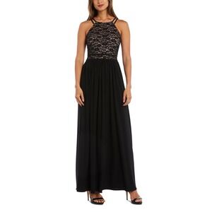 Nightway Lace Solid Sleeveless Halter Full-Length Evening Dress NWT. Size 10